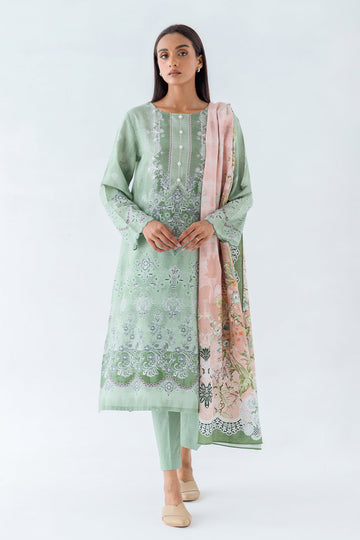 Beechtree Pristine Mint-Printed-3P-Khaddar Winter Collection Online Shopping
